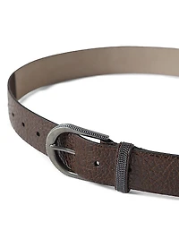 Glossy Hammered Calfskin Belt with Monili