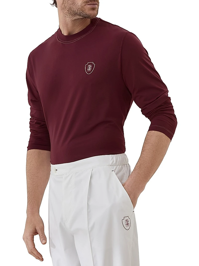 Comfort Nylon Long Sleeve T-Shirt with Logo