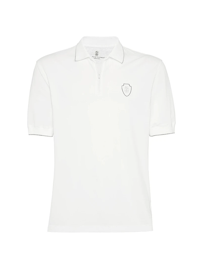 Techno Piqué Polo Shirt with Half Zip