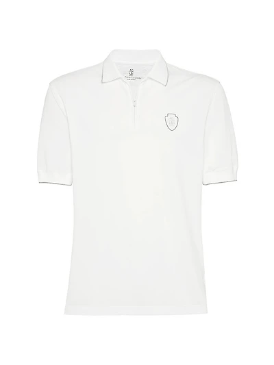 Techno Piqué Polo Shirt with Half Zip