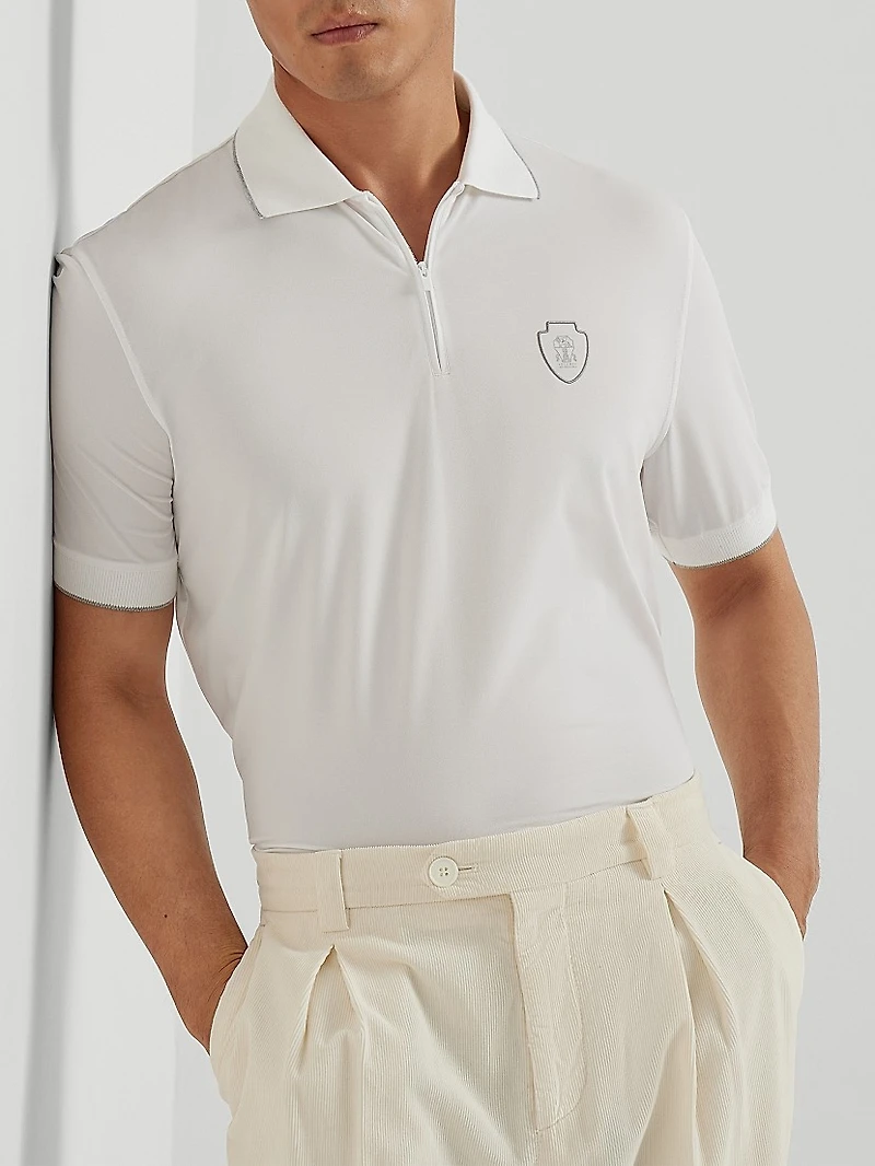 Techno Piqué Polo Shirt with Half Zip