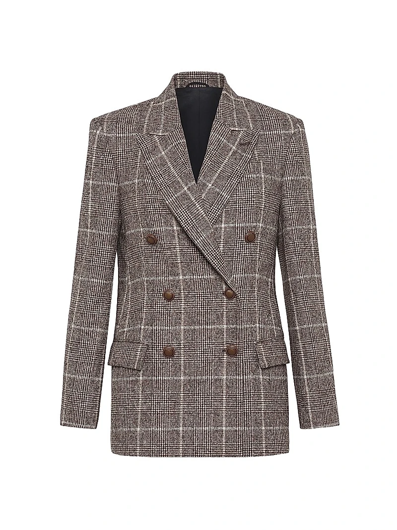 Alpaca and Wool Prince of Wales Blazer with Monili