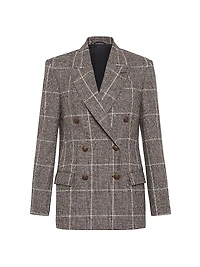 Alpaca and Wool Prince of Wales Blazer with Monili