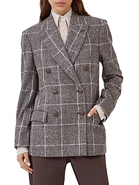 Alpaca and Wool Prince of Wales Blazer with Monili