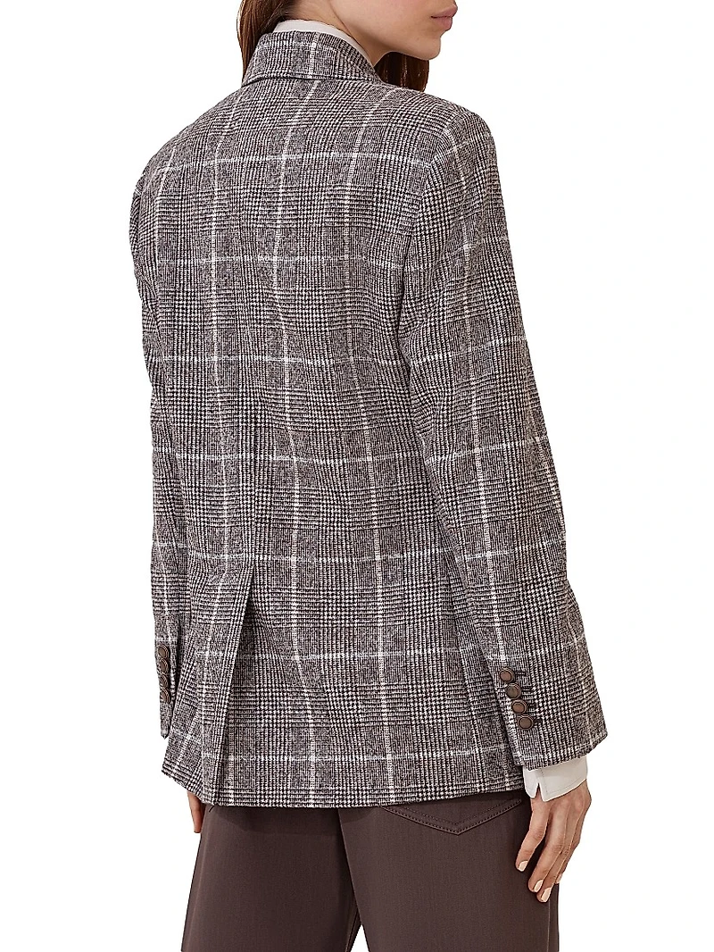 Alpaca and Wool Prince of Wales Blazer with Monili