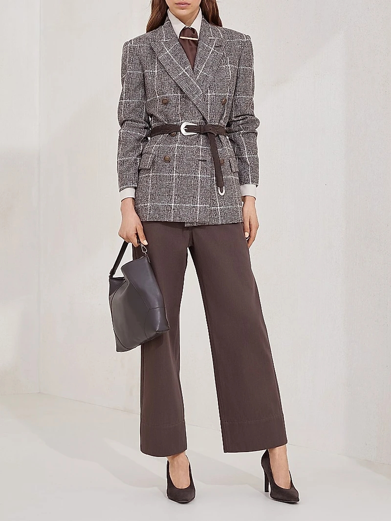 Alpaca and Wool Prince of Wales Blazer with Monili