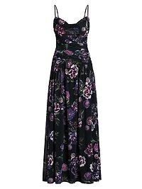 Tashi Floral Mesh Cut-Out Maxi Dress