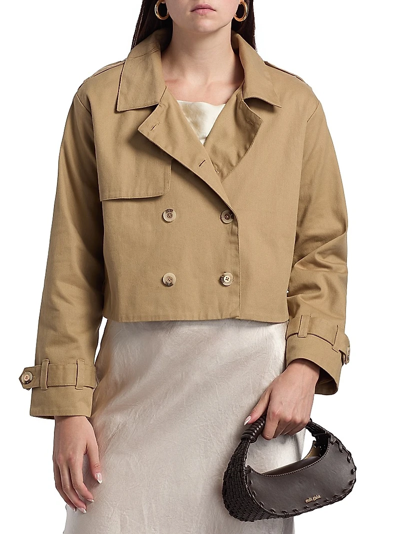 Evans Cropped Twill Trench Jacket