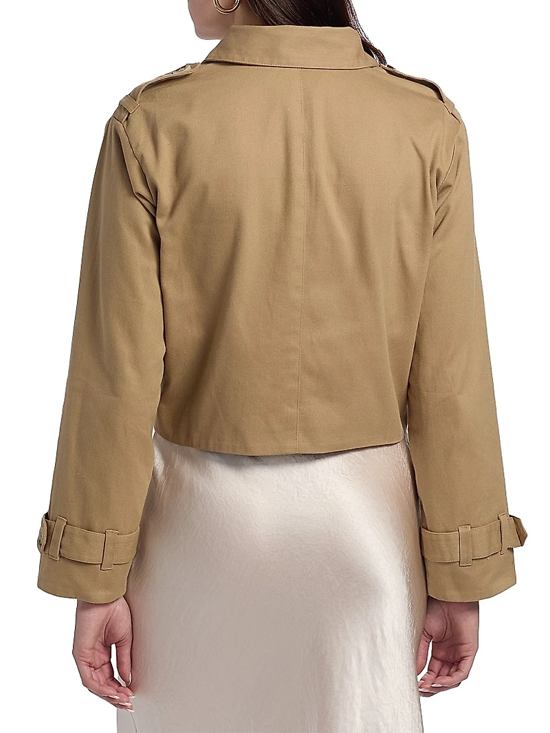 Evans Cropped Twill Trench Jacket