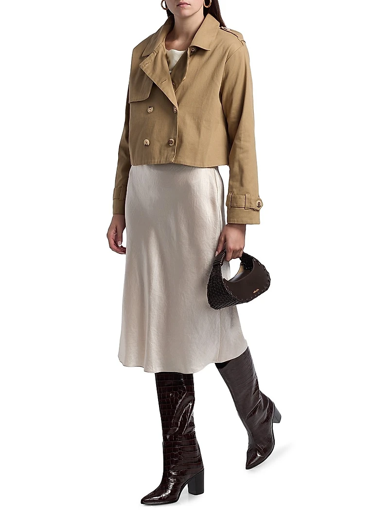 Evans Cropped Twill Trench Jacket
