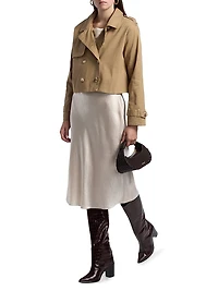 Evans Cropped Twill Trench Jacket