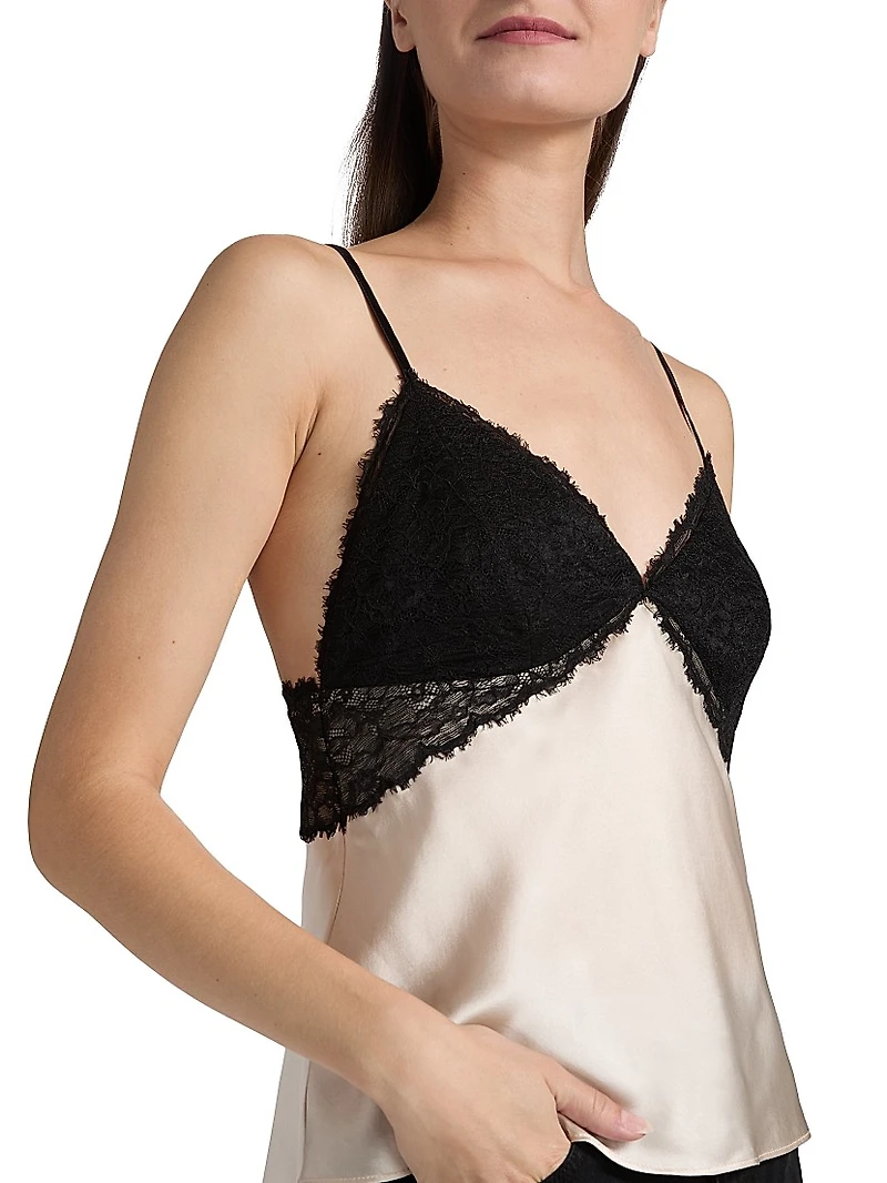 Hilda Lace-Trimmed Silk Camisole