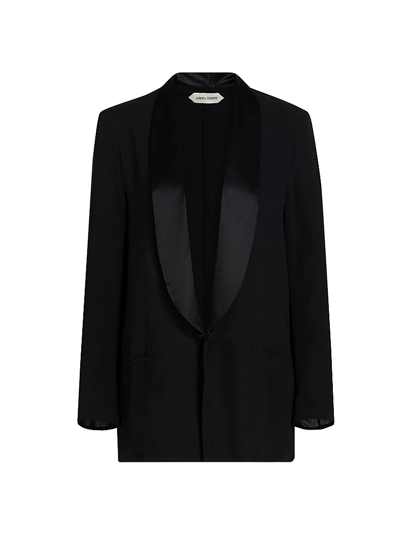 Satin Lapel Silk Blazer