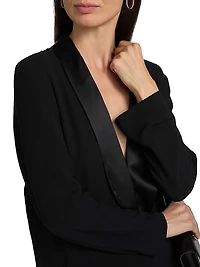 Satin Lapel Silk Blazer