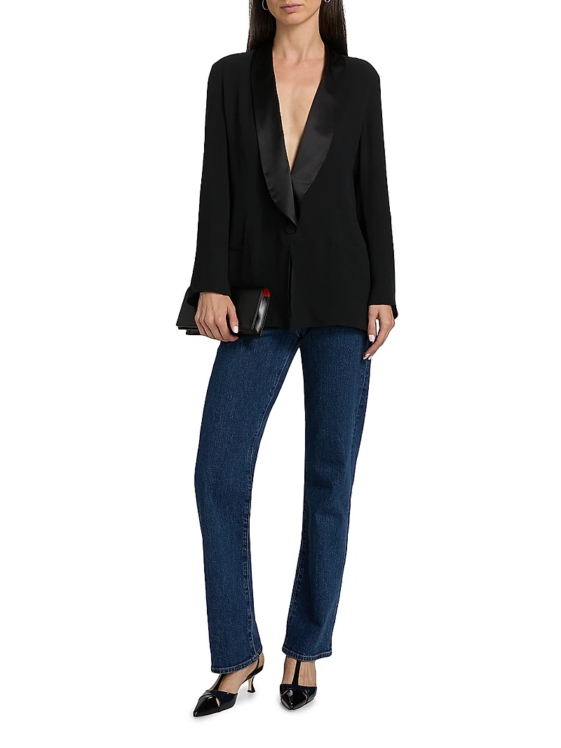 Satin Lapel Silk Blazer