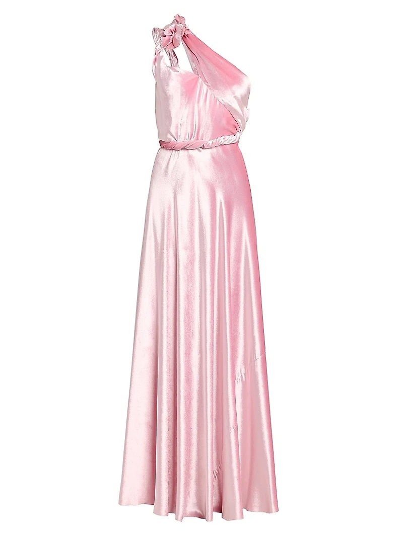 One-Shoulder Satin Maxi Dress