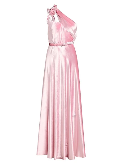 One-Shoulder Satin Maxi Dress