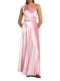 One-Shoulder Satin Maxi Dress