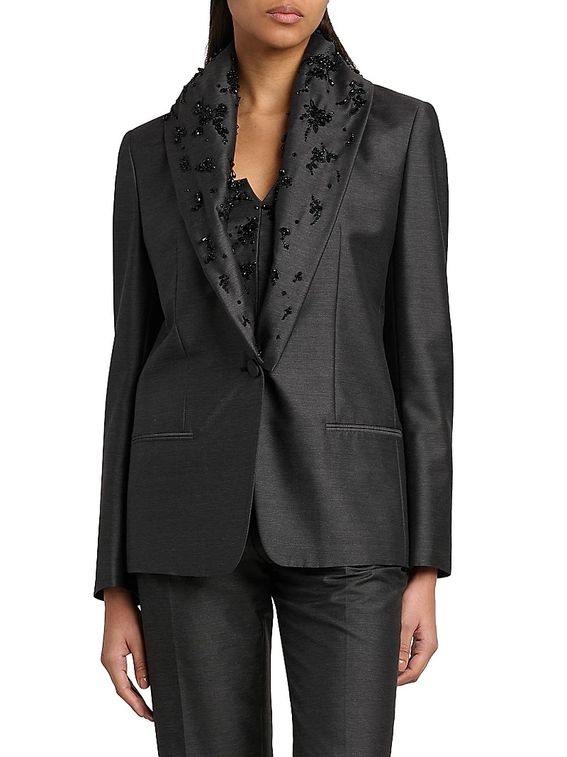 Embellished Wool-Silk Jacket