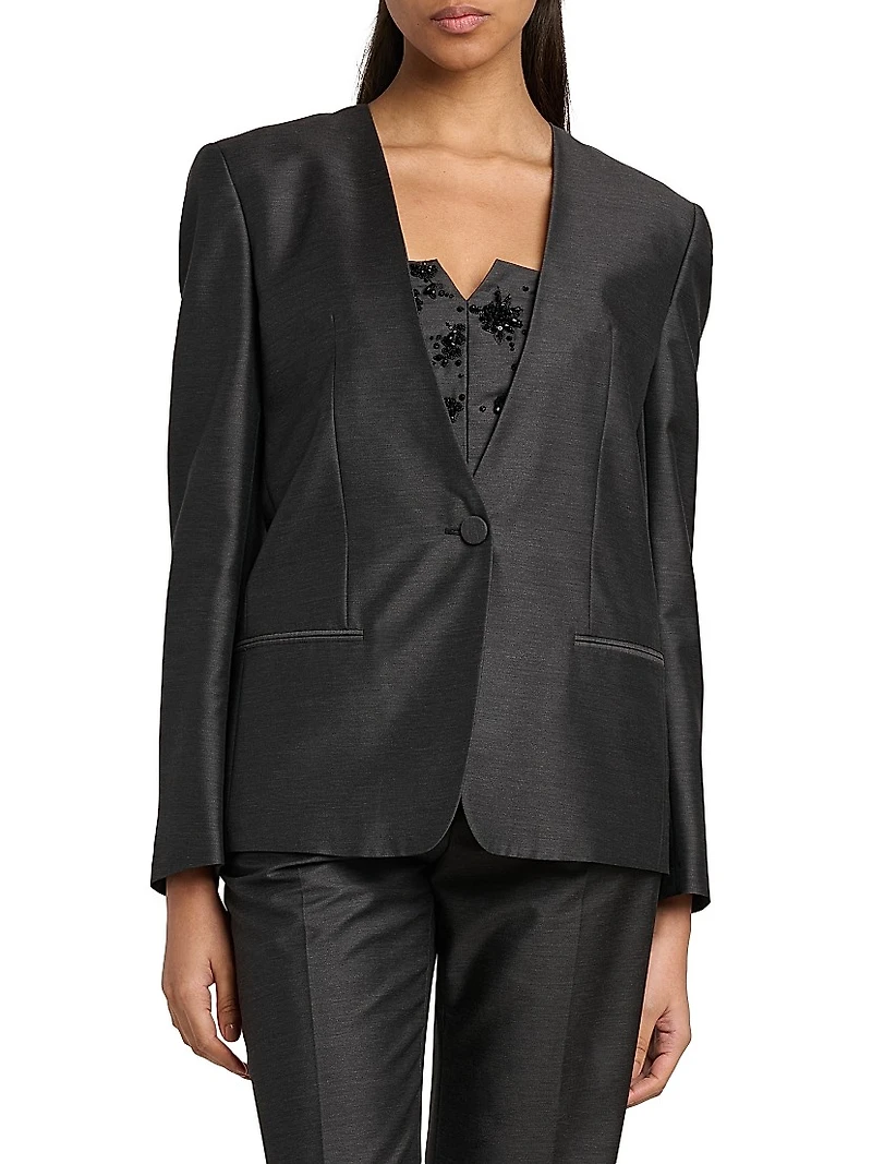 Embellished Wool-Silk Jacket