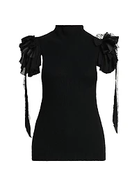 Cashmere-Wool Ruffled Top