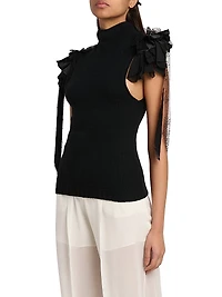 Cashmere-Wool Ruffled Top