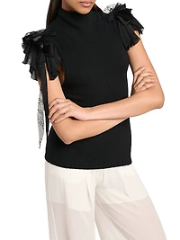 Cashmere-Wool Ruffled Top