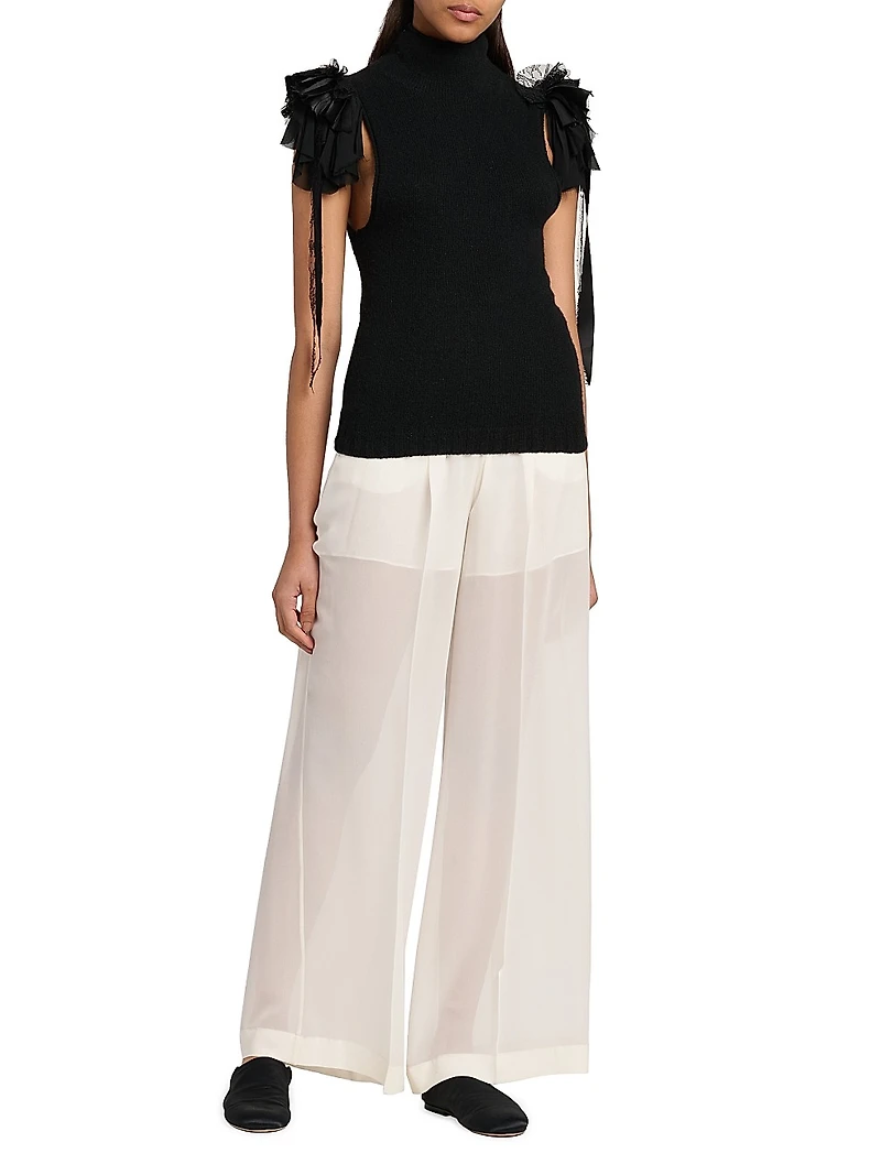 Cashmere-Wool Ruffled Top