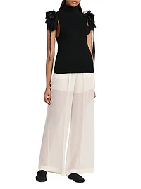 Cashmere-Wool Ruffled Top