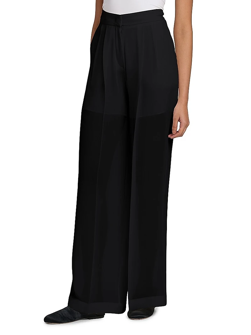 Silk Wide-Leg Trousers