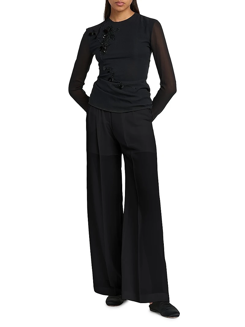 Silk Wide-Leg Trousers