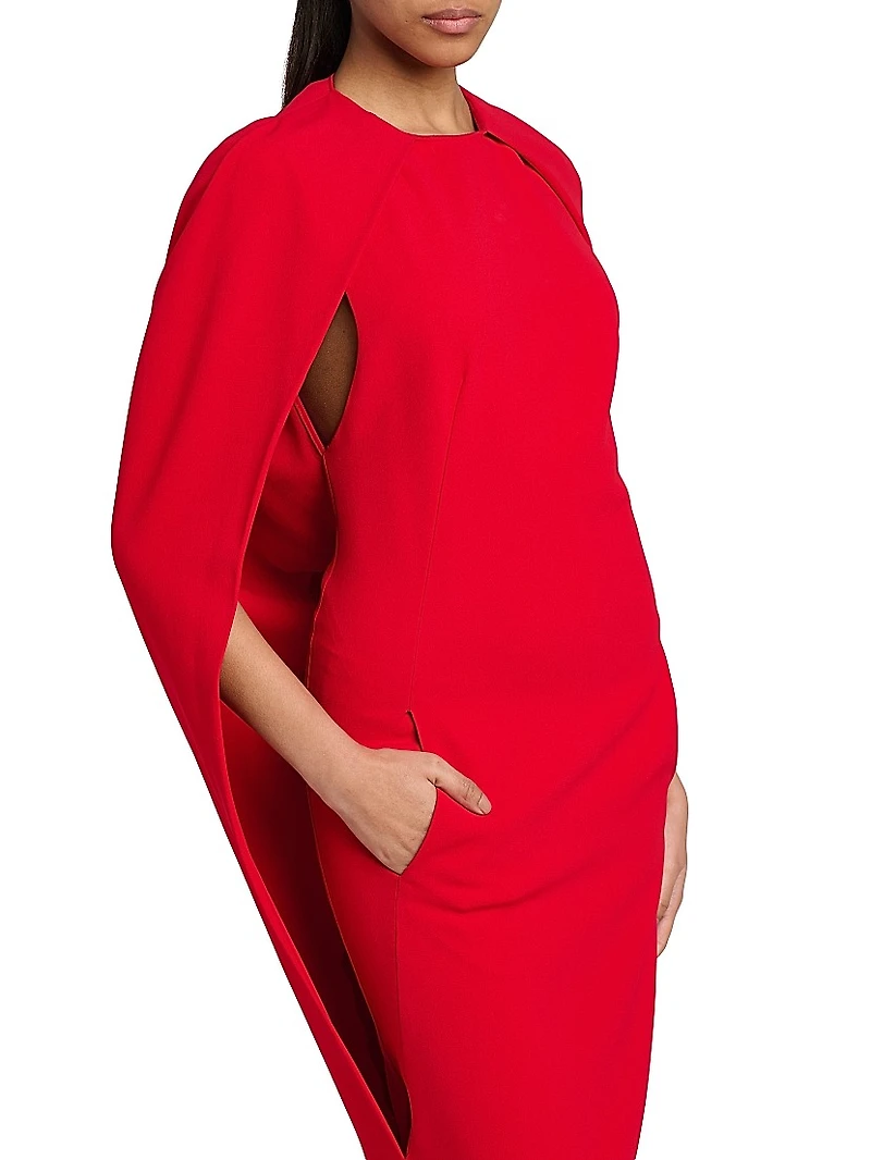 Stretch Cape-Back Column Dress