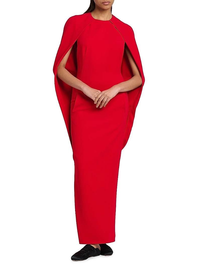 Stretch Cape-Back Column Dress