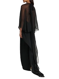 Layered Chiffon Cape Dress