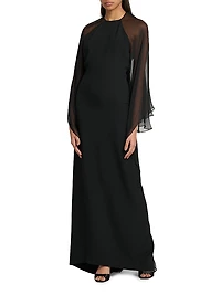 Layered Chiffon Cape Dress