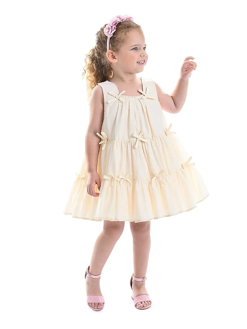 Little Girl's Tiered Ribbon Sleeveless Dress