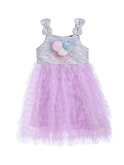 Little Girl's Tulle Silhouette Bow Pom Dress