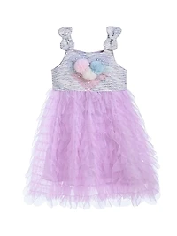 Little Girl's Tulle Silhouette Bow Pom Dress