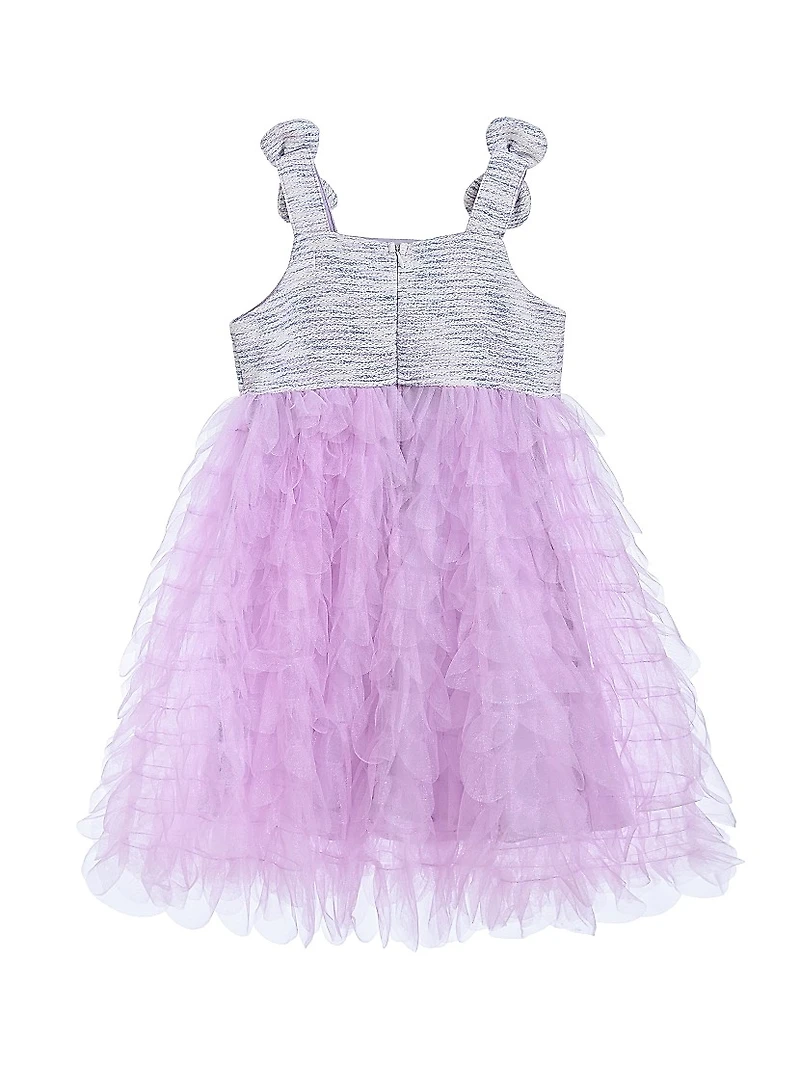 Little Girl's Tulle Silhouette Bow Pom Dress