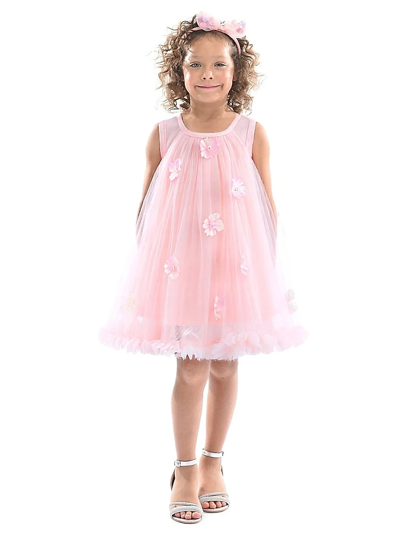 Little Girl's Tulle Layered Floral Dress