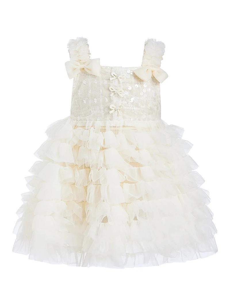 Little Girl's Bow Tiered Tulle Dress