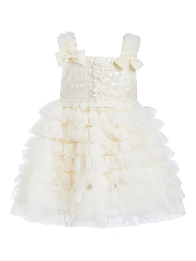 Little Girl's Bow Tiered Tulle Dress
