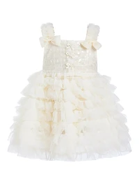 Little Girl's Bow Tiered Tulle Dress
