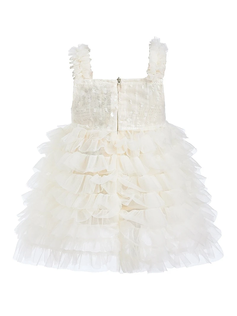 Little Girl's Bow Tiered Tulle Dress