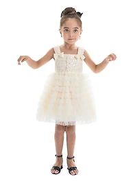 Little Girl's Bow Tiered Tulle Dress