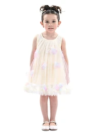 Little Girl's Blooming Tulle Sleeveless Dress
