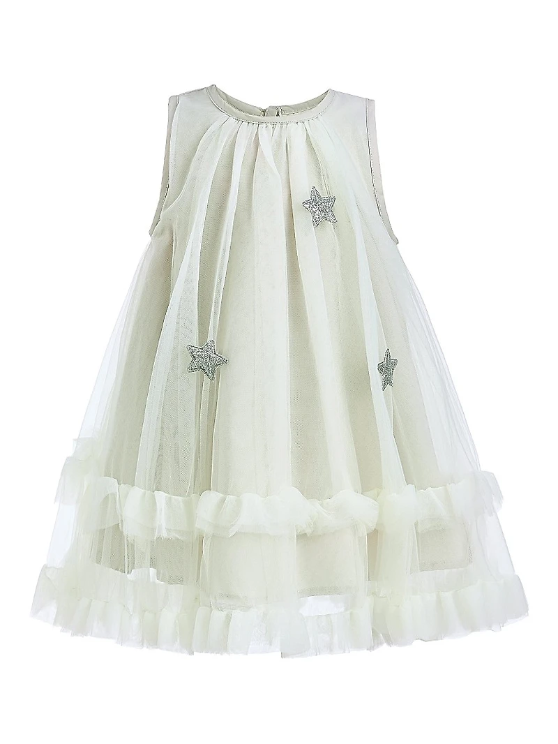 Little Girl's Sleeveless Star Ruffle Dress