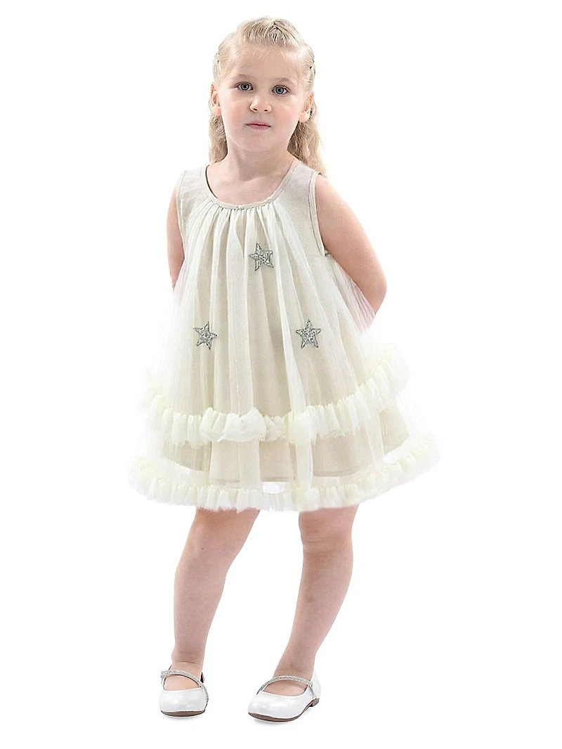 Little Girl's Sleeveless Star Ruffle Dress
