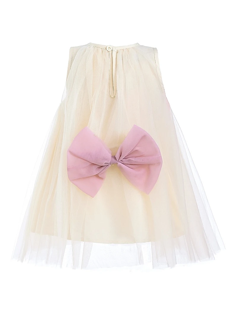 Little Girl's Tulle Bow Sleeveless Dress