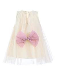 Little Girl's Tulle Bow Sleeveless Dress
